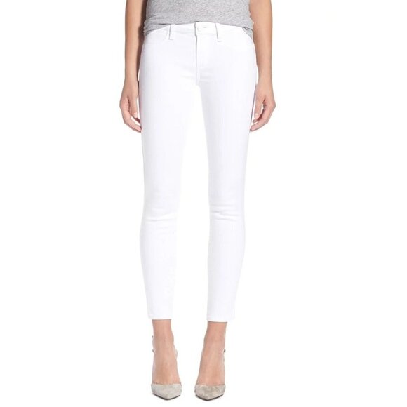 PAIGE Vertugo Ankle Jeans Mid Rise Leilani Embroidery Shell White 26 - Picture 1 of 5